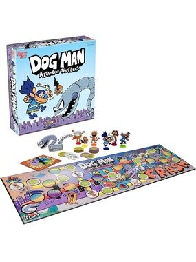 Dog Man Attack of the Fleas Board Game - Colorful Illustration